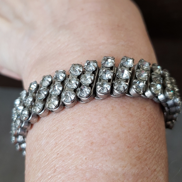 VTG Rhinestone stretch bracelet, 60ies - Picture 9 of 10